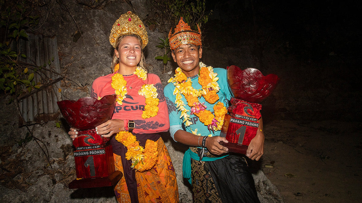 Lucy Darragh and Rajo Saputra win 2026 Rip Curl Cup Padang Padang