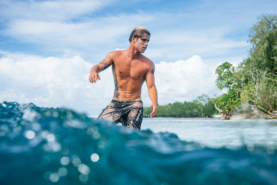 A surfer riding a wave