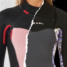 Split image of dawn patrol wetsuits